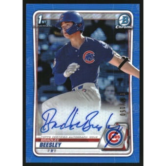 2020 Bowman Chrome Draft Autographs Blue Refractors #CDABBE Bradlee Beesley