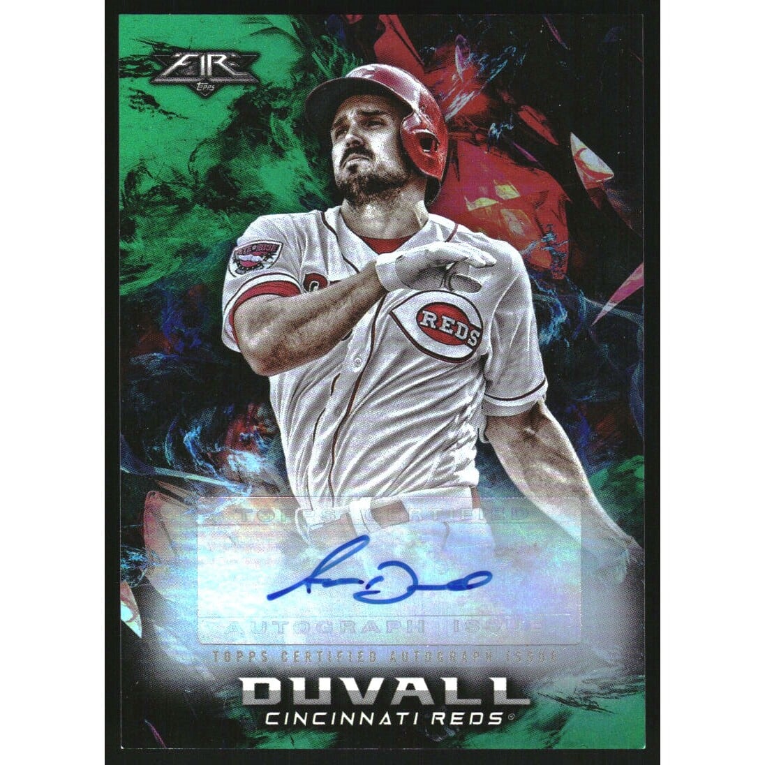 2018 Topps Fire Autographs Green #FAAD Adam Duvall. rookie card picture