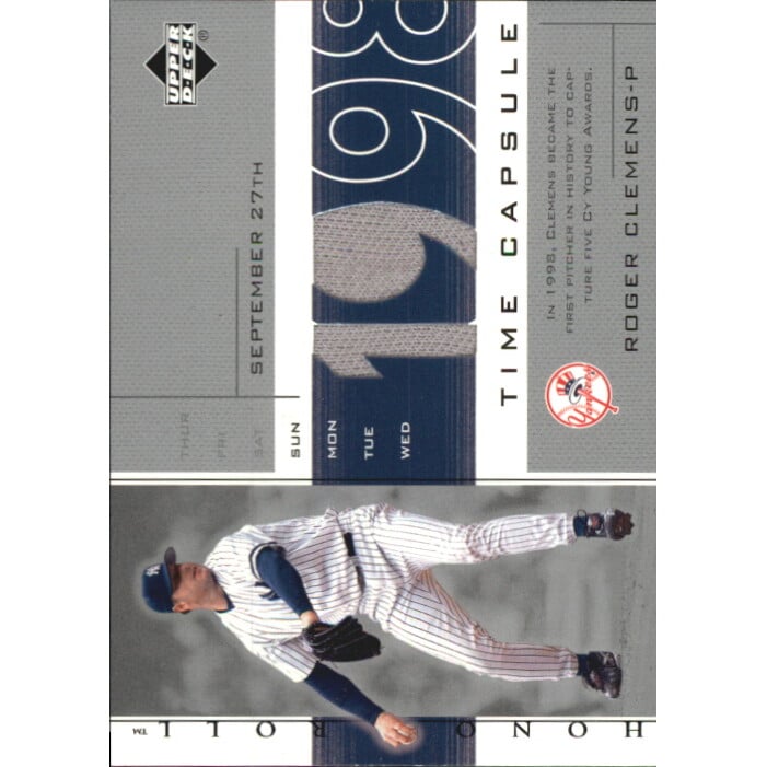 2002 Upper Deck Honor Roll Time Capsule Game Jersey #TCRC2 Roger Clemens 98