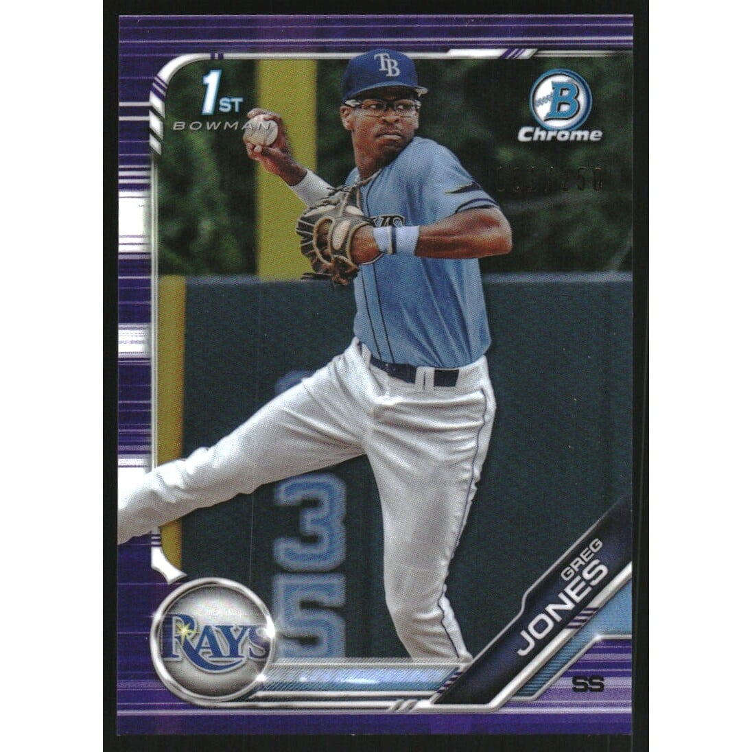 2019 Bowman Chrome Draft Purple Refractors #BDC66 Greg Jones. rookie card picture