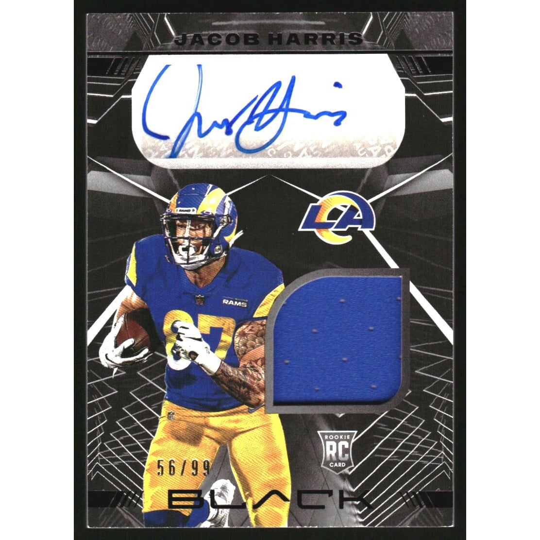 2021 Panini Black Rookie Signature Materials #40 Jacob Harris/99. rookie card picture