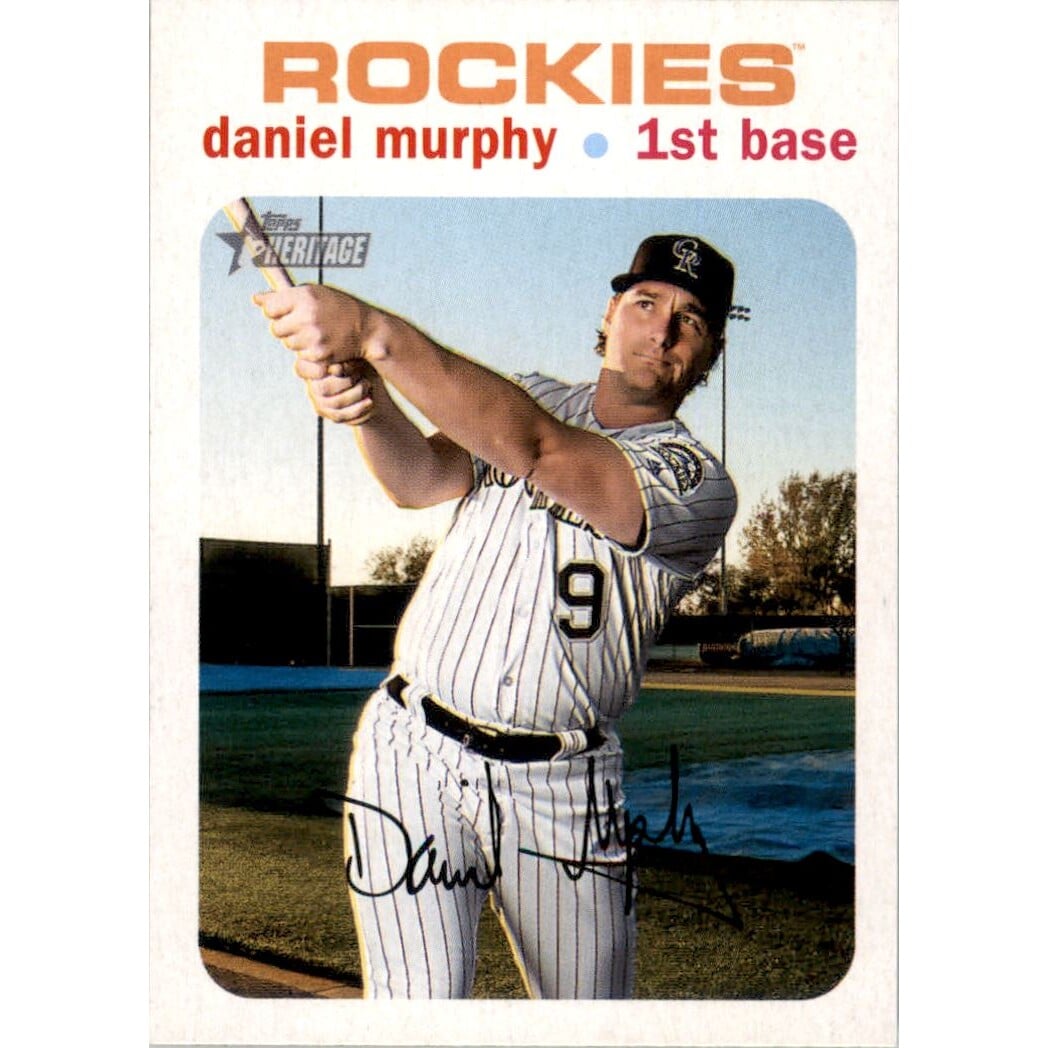 2020 Topps Heritage White Border #158 Daniel Murphy. rookie card picture