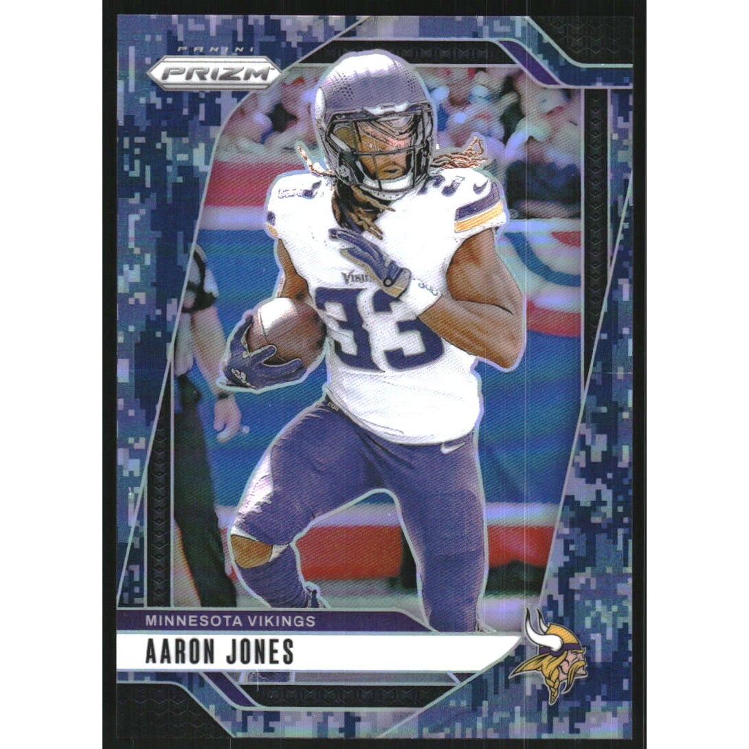 2024 Panini Prizm Prizms Navy Camo #186 Aaron Jones. rookie card picture