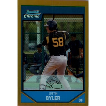 2007 Bowman Chrome Prospects Gold Refractors #BC183 Justin Byler