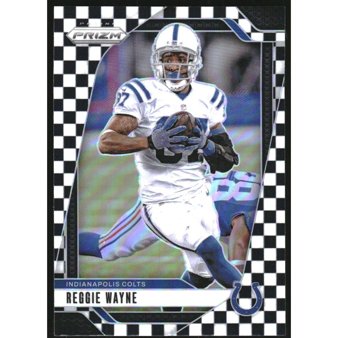 2024 Panini Prizm Prizms Black and White Checker #128 Reggie Wayne. rookie card picture