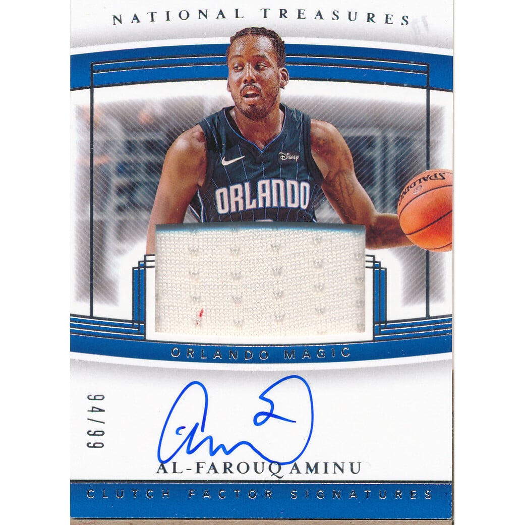 2019-20 Panini National Treasures Clutch Factor Jersey Signatures #35 Al-Farouq Aminu/99. rookie card picture