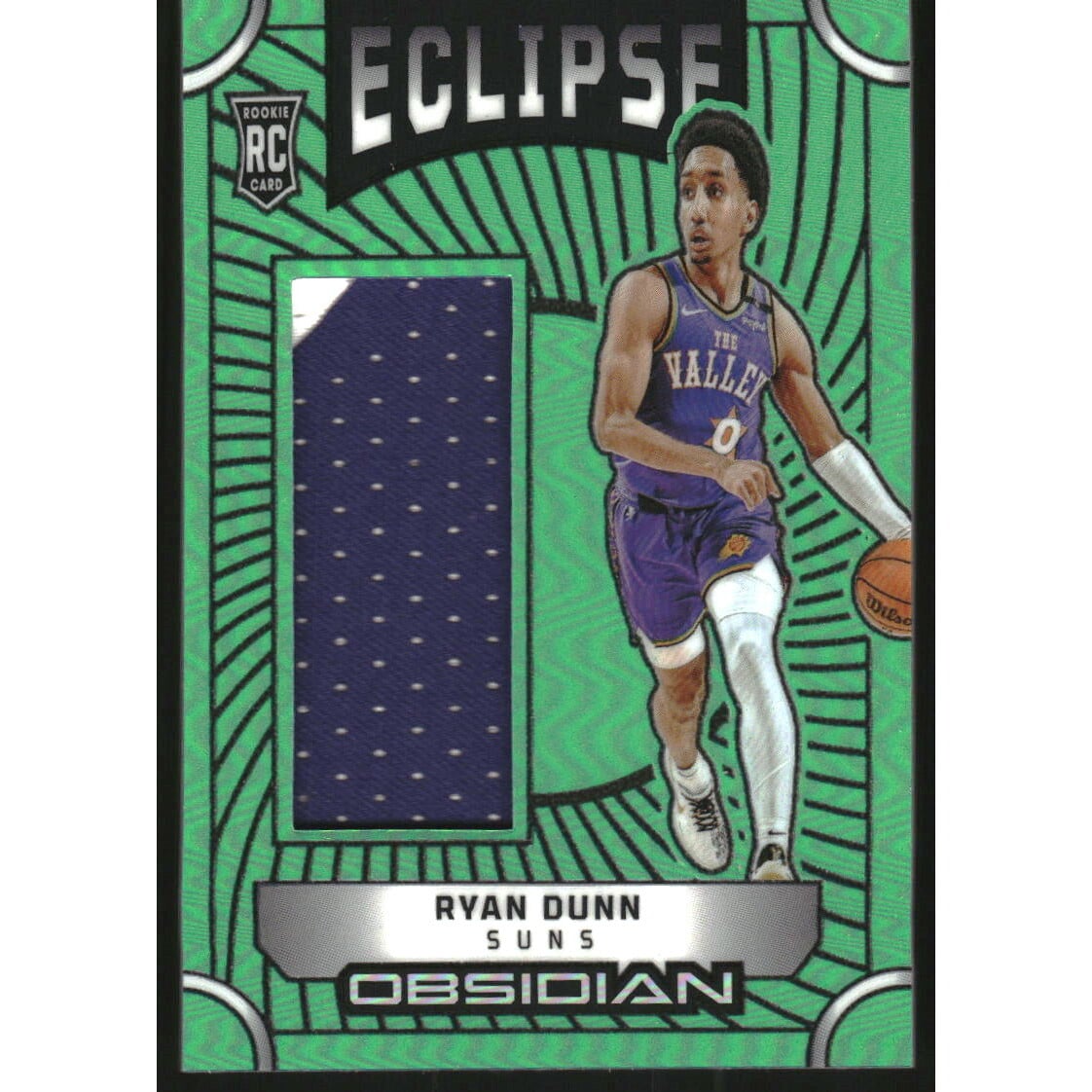 2024-25 Panini Obsidian Eclipse Materials Electric Etch Green Flood #7 Ryan Dunn. rookie card picture