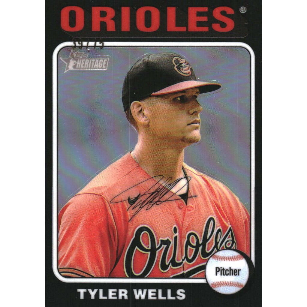 2024 Topps Heritage Chrome Black Refractors #480 Tyler Wells HN. rookie card picture