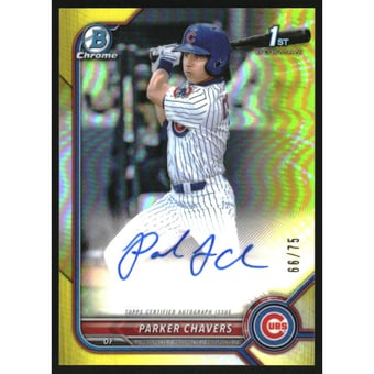 2022 Bowman Chrome Prospect Autographs Yellow Refractors #CPAPC Parker Chavers