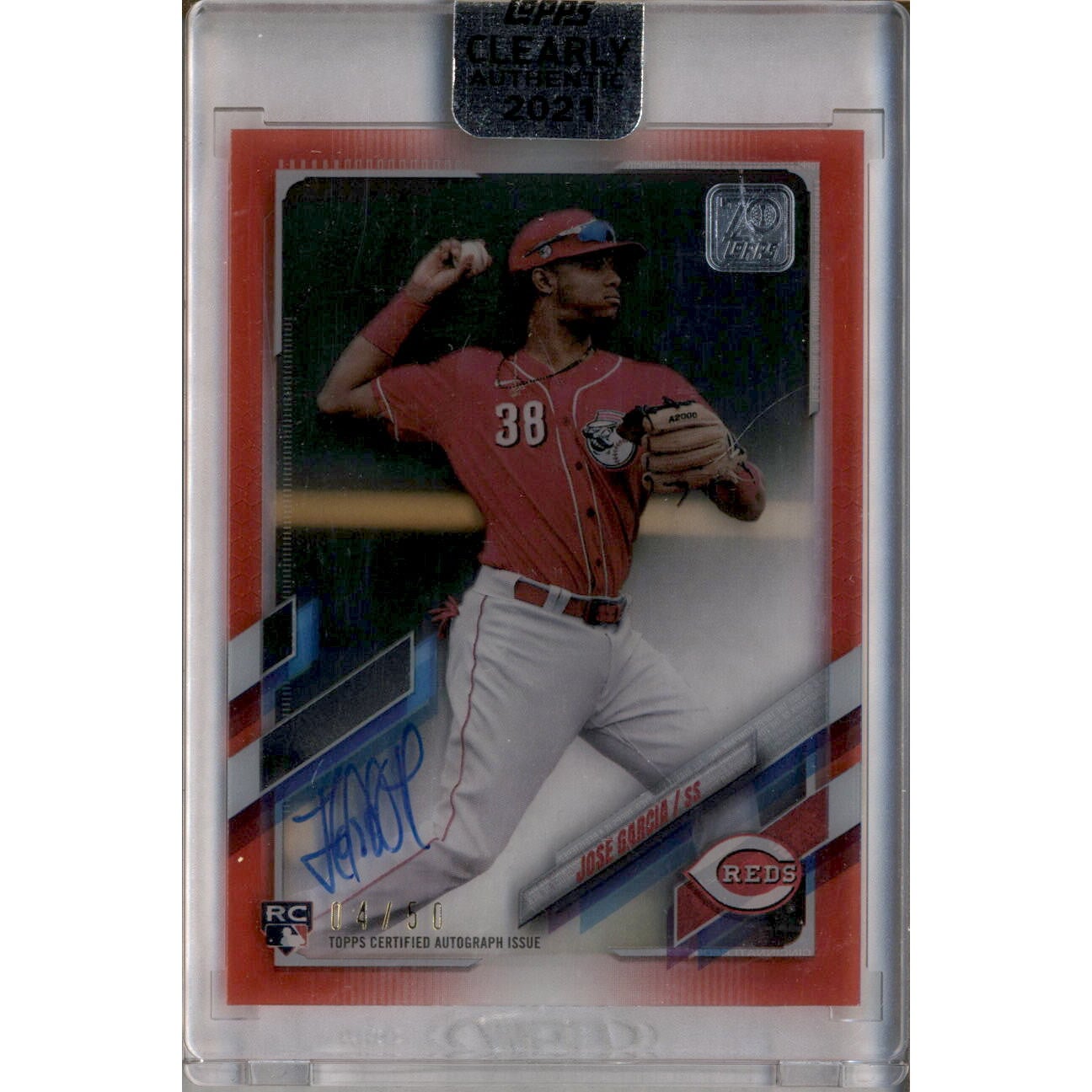 2021 Topps Clearly Authentic Autographs Red #CAAJG Jose Garcia. rookie card picture
