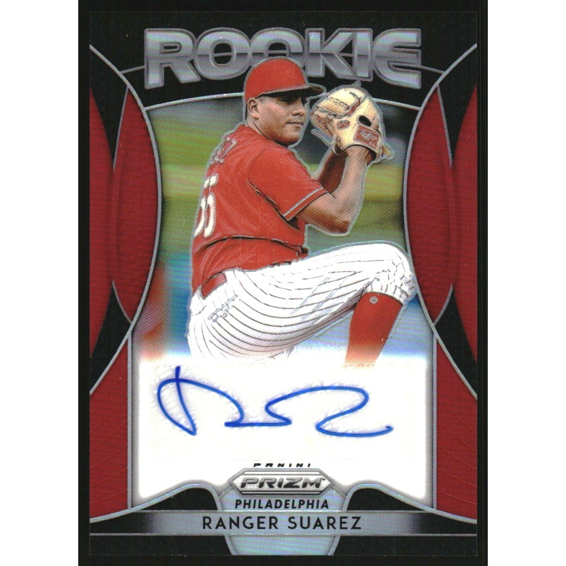 2019 Panini Prizm Rookie Autographs Prizms Red #72 Ranger Suarez. rookie card picture