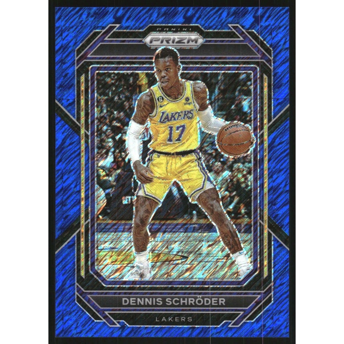 2022-23 Panini Prizm Prizms Blue Shimmer FOTL #185 Dennis Schroder. rookie card picture