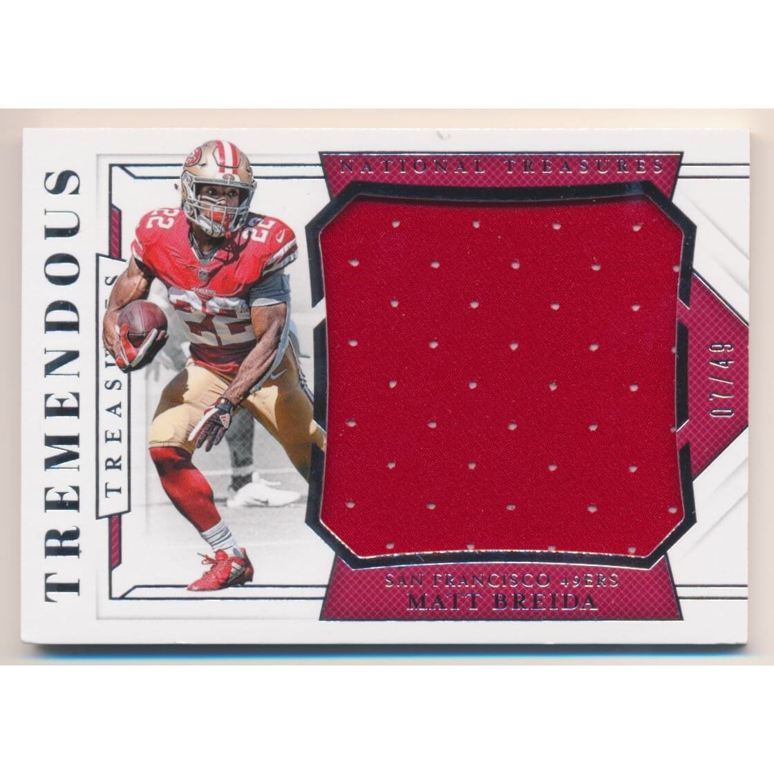 2018 Panini National Treasures Tremendous Treasures #53 Matt Breida. rookie card picture