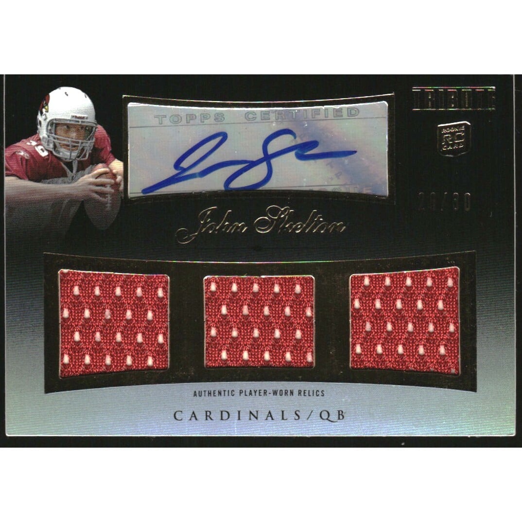 2010 Topps Tribute Autographed Triple Relics Black #ATRJSK John Skelton. rookie card picture