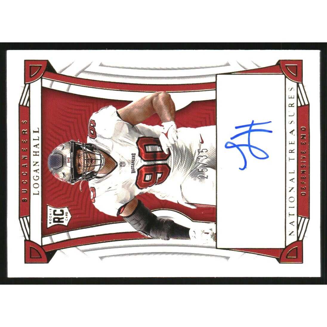 2022 Panini National Treasures Gold #112 Logan Hall AU. rookie card picture