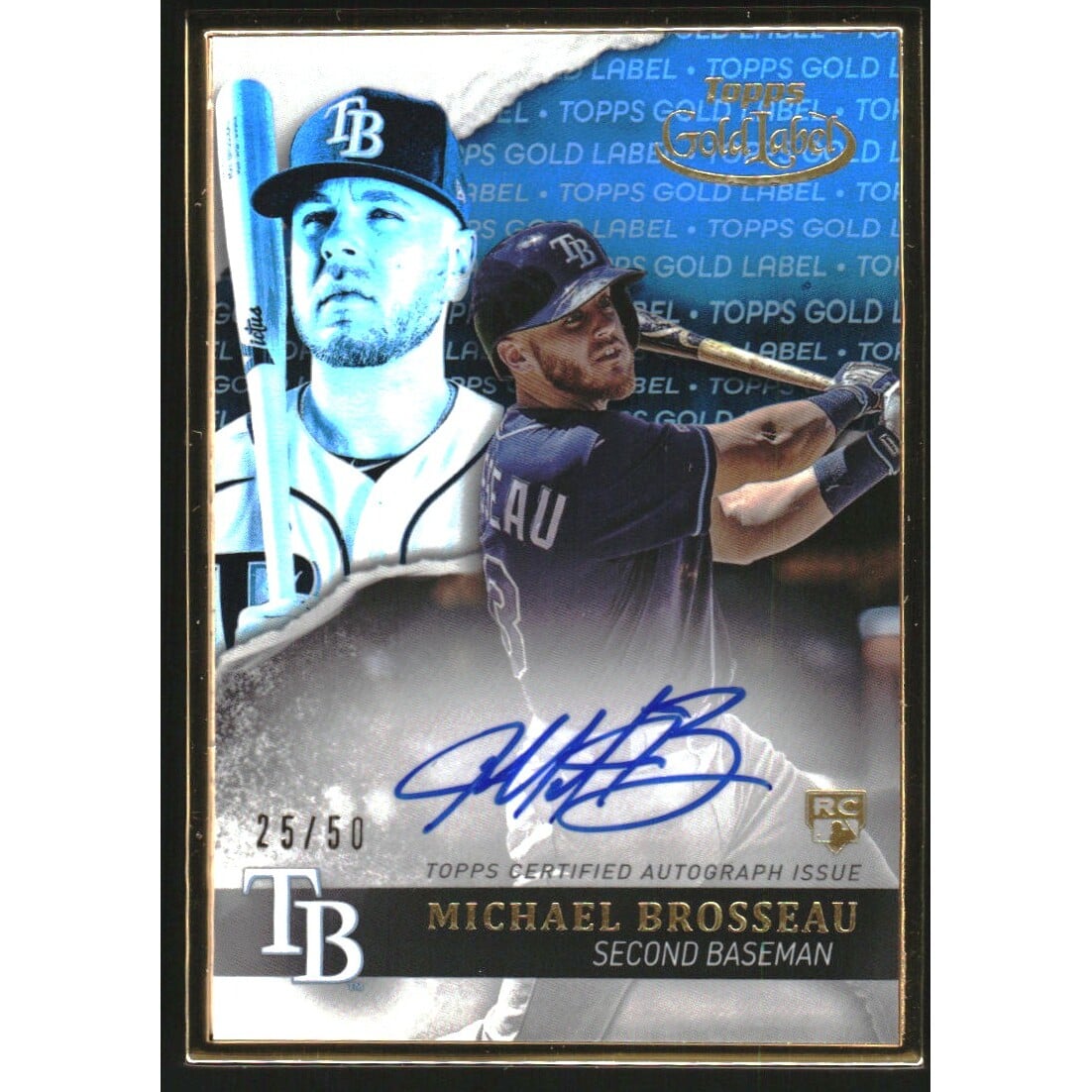2020 Topps Gold Label Framed Autographs Blue #GLAMB Michael Brosseau/50. rookie card picture