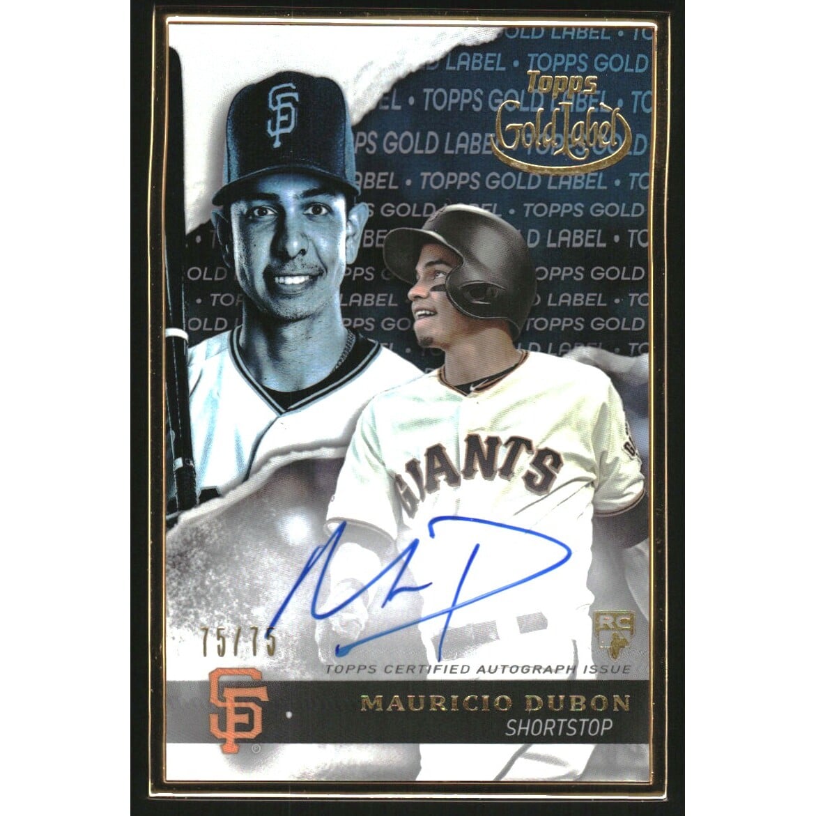 2020 Topps Gold Label Framed Autographs #GLAMD Mauricio Dubon. rookie card picture