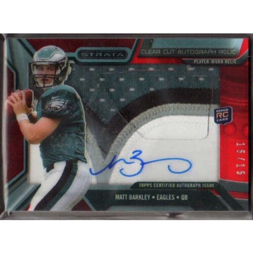 2013 Topps Strata Clear Cut Rookie Relic Autographs Red Patch #CCARMB Matt Barkley. rookie card picture