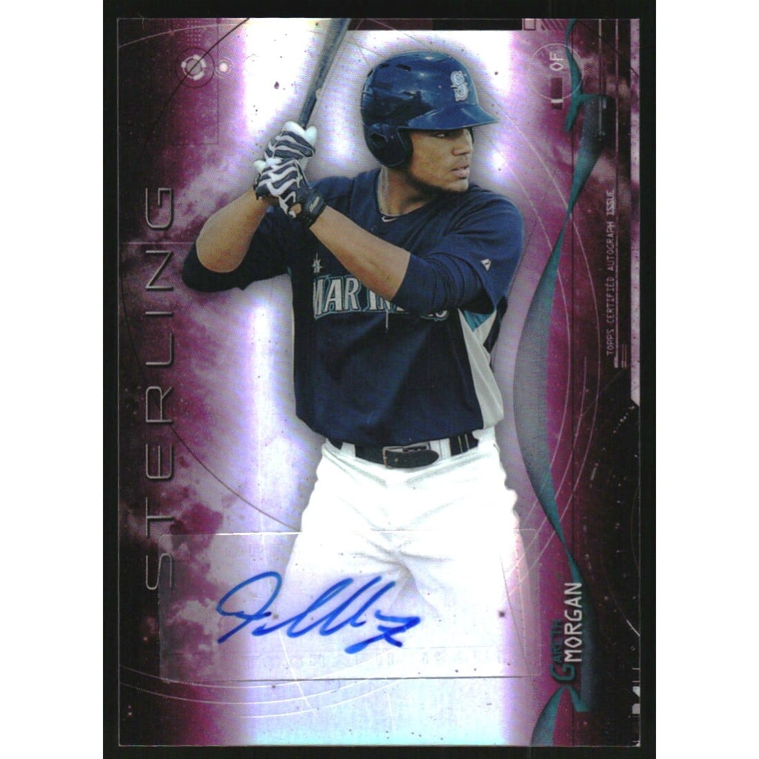 2014 Bowman Sterling Prospect Autographs Magenta Refractors #BSPAGM Gareth Morgan. rookie card picture