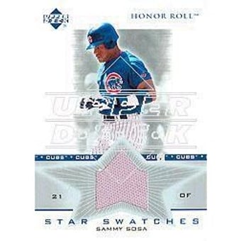 2002 Upper Deck Honor Roll Star Swatches Game Jersey #SSSS4 Sammy Sosa Blue Jsy