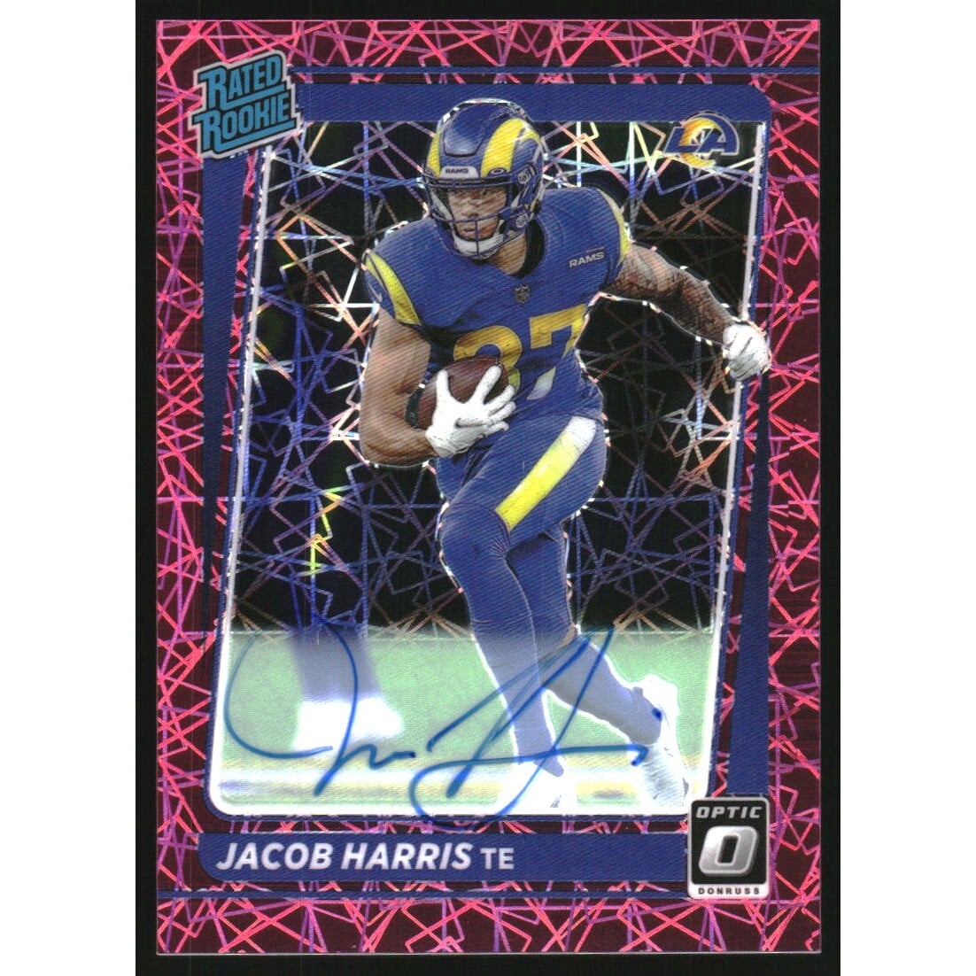 2021 Donruss Optic Rated Rookies RPS Autographs Pink Velocity #238 Jacob Harris/50. rookie card picture