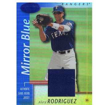 2002 Leaf Certified Mirror Blue #1 Alex Rodriguez Jsy