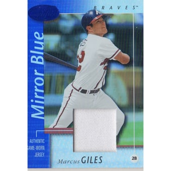 2002 Leaf Certified Mirror Blue #99 Marcus Giles Jsy