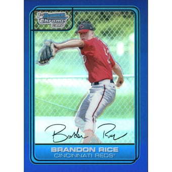 2006 Bowman Chrome Draft Draft Picks Blue Refractors #28 Brandon Rice