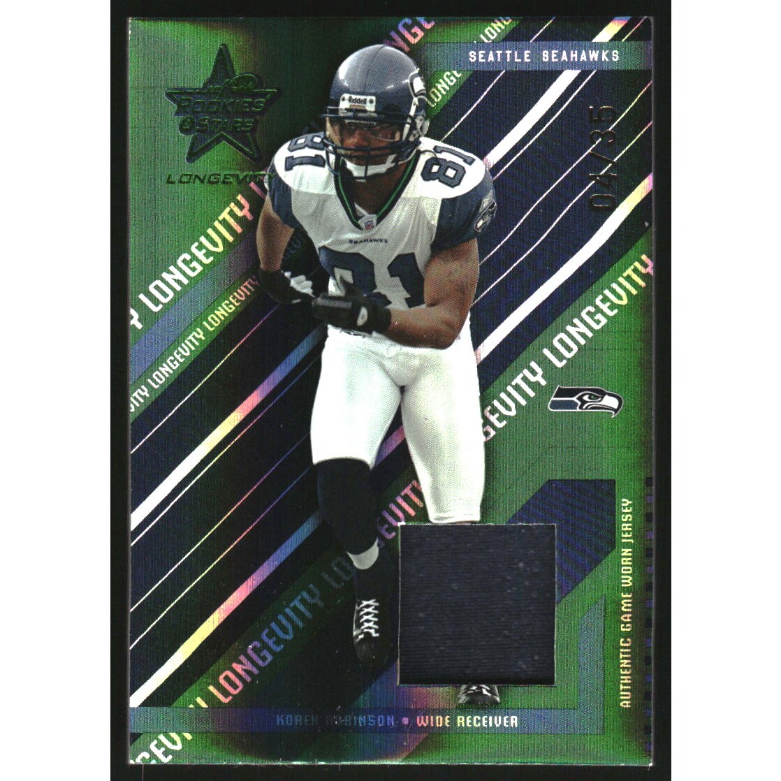 2004 Leaf Rookies and Stars Longevity Materials Emerald #78 Koren Robinson/35 2004 Leaf Rookies and Stars Longevity Materials Emerald #78 Koren Robinson/35