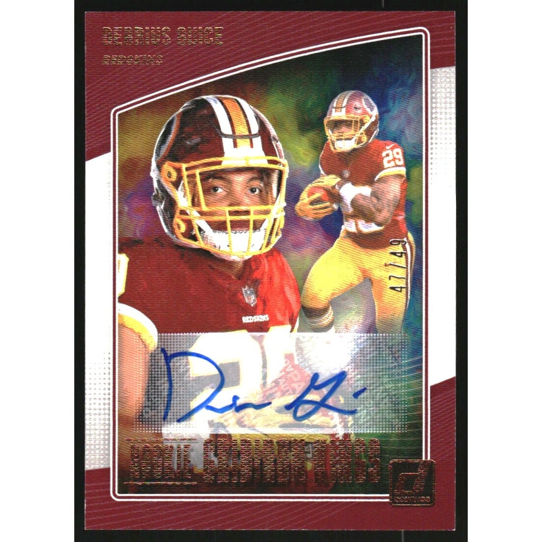 2018 Donruss Rookie Gridiron Kings Autographs #7 Derrius Guice/49. rookie card picture