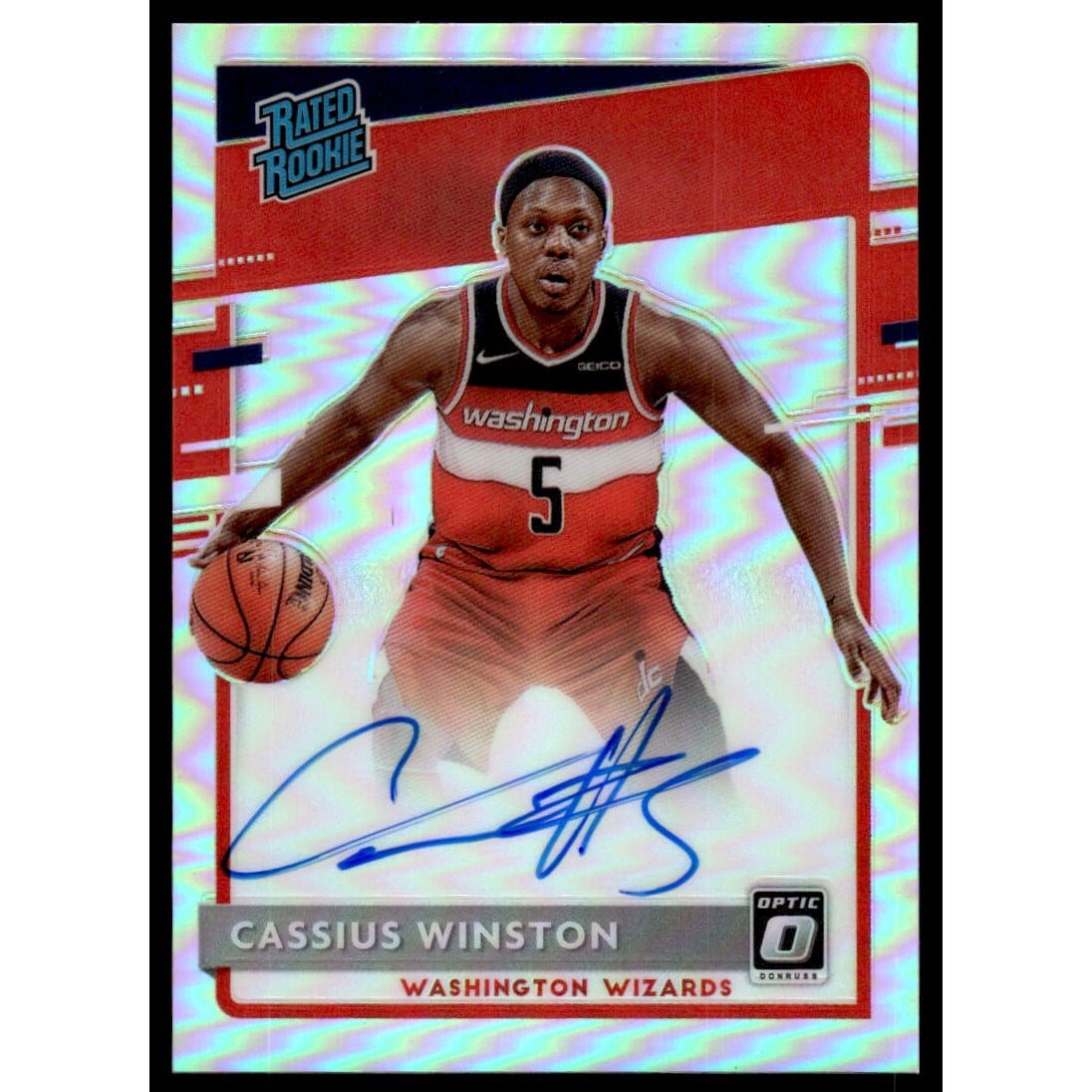 2020-21 Donruss Optic Rated Rookies Signatures Holo #198 Cassius Winston. rookie card picture