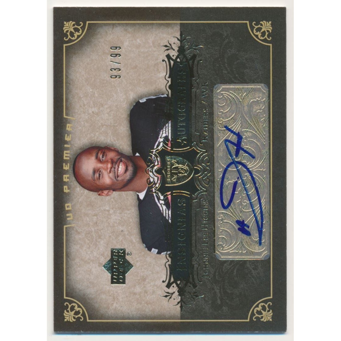 2007 Upper Deck Premier Insignias Autographs Gold #INJH Johnnie Lee Higgins/99. rookie card picture