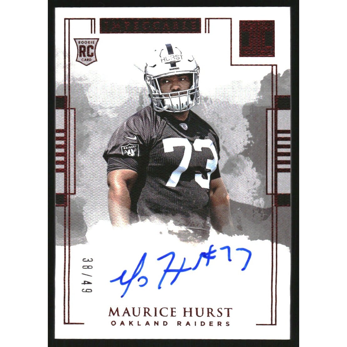 2018 Panini Impeccable Red #171 Maurice Hurst AU. rookie card picture