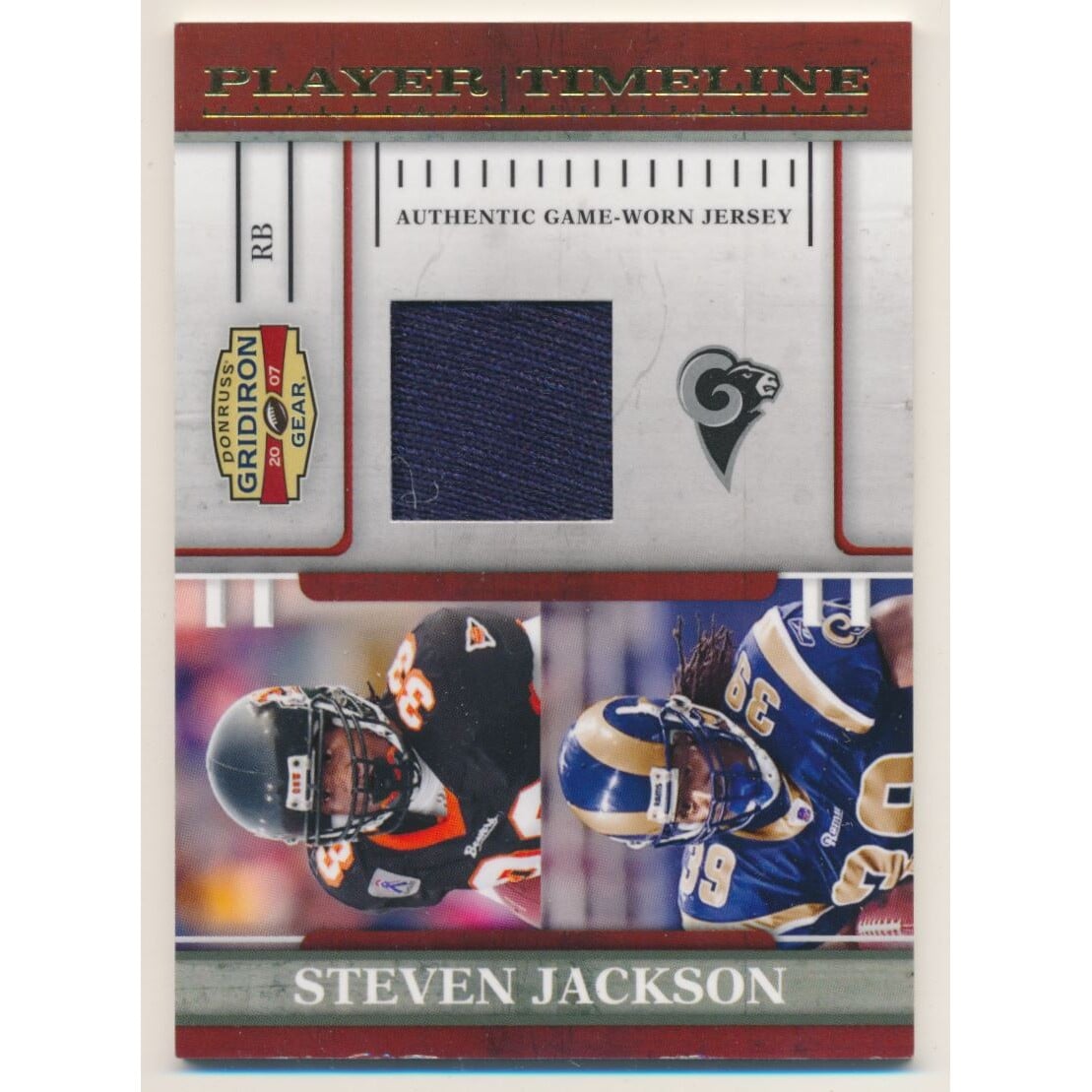 2007 Donruss Gridiron Gear Player Timeline Jerseys Autographs #21 Steven Jackson/25. rookie card picture