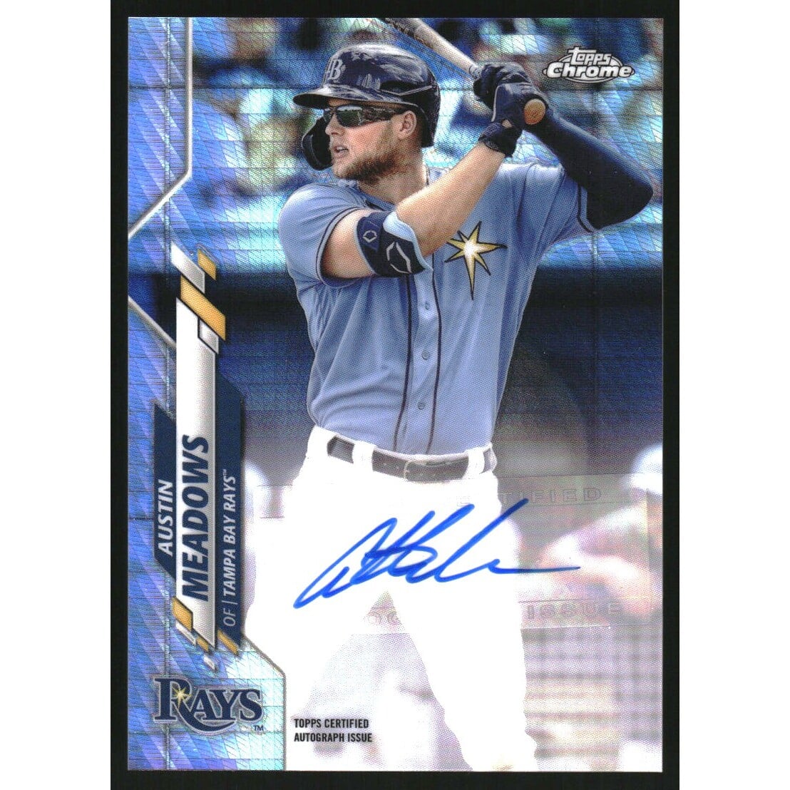 2020 Topps Chrome Update Autograph X-Fractors #USAAM Austin Meadows/125. rookie card picture