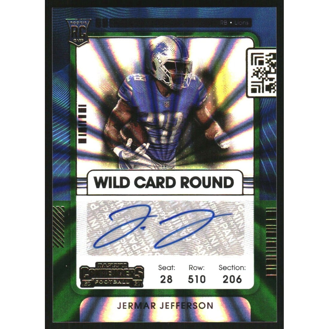 2021 Panini Contenders Wild Card #260A Jermar Jefferson AU. rookie card picture