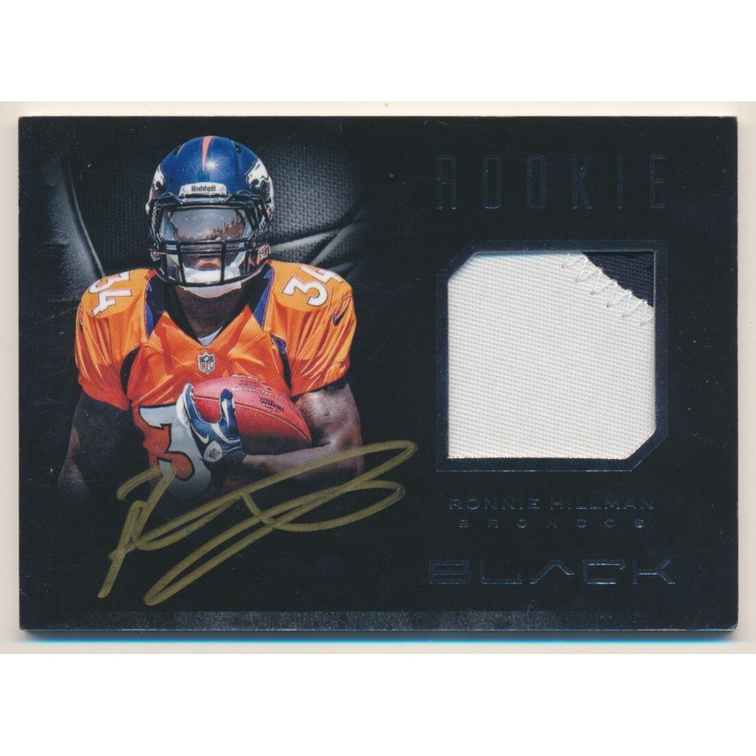 2012 Panini Black Rookie Signature Materials Prime Black #24 Ronnie Hillman. rookie card picture