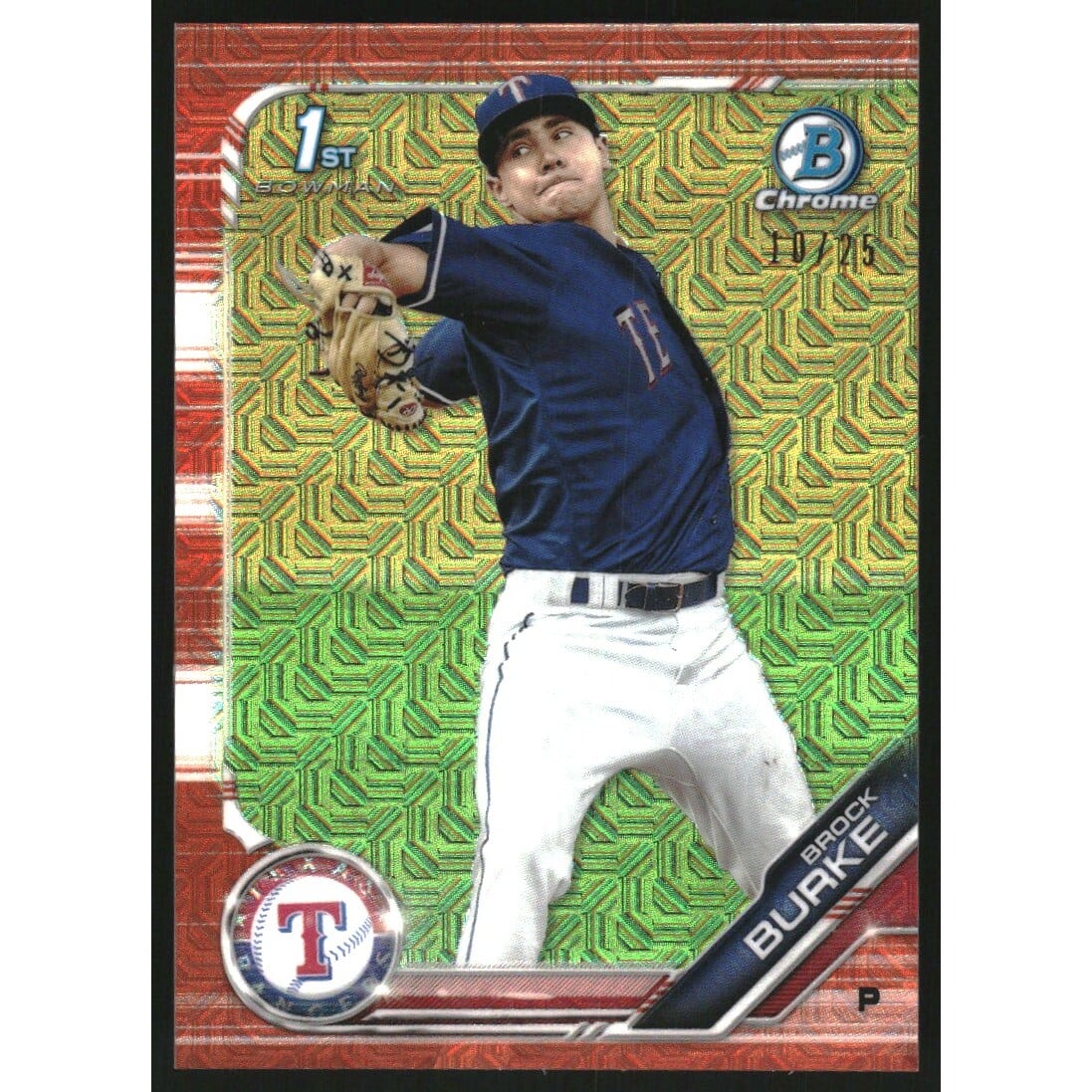 2019 Bowman Chrome Mega Box Prospects Orange Refractors #BCP137 Brock Burke. rookie card picture