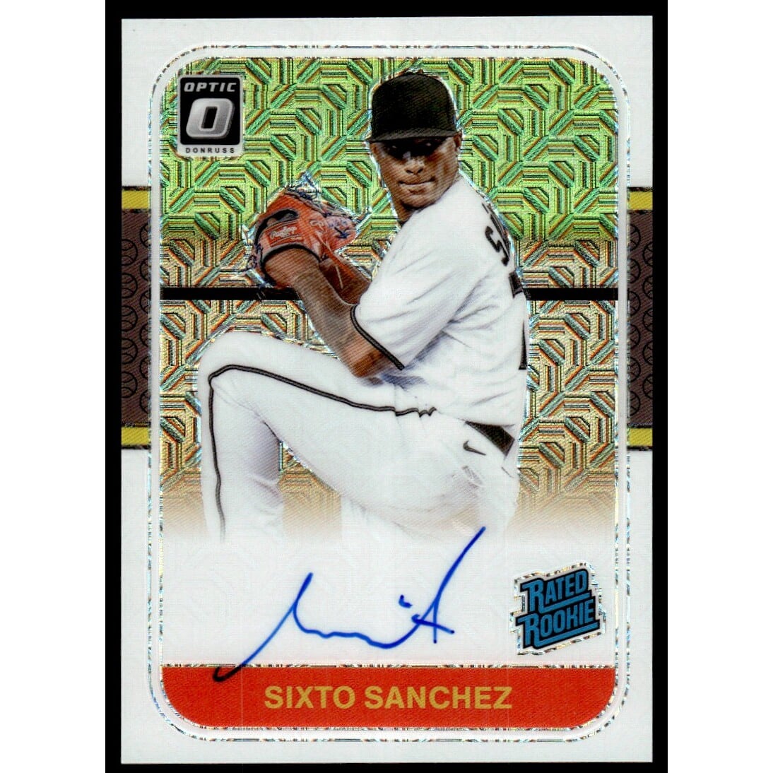 2021 Donruss Optic Retro '87 Rated Rookies Signatures White Mojo #7 Sixto Sanchez. rookie card picture