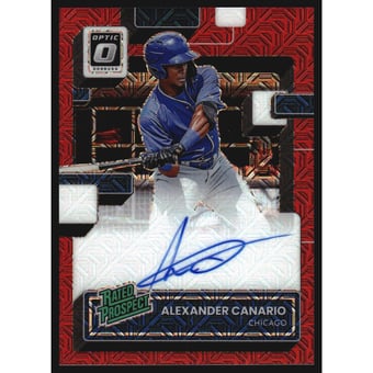 2022 Donruss Optic Rated Prospects Signatures Red Mojo #10 Alexander Canario/25