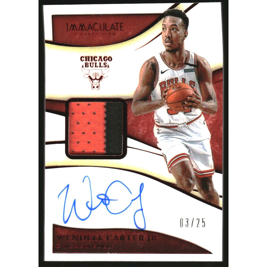 2019-20 Immaculate Collection Patch Autographs Red #16 Wendell Carter Jr./25 2019-20 Immaculate Collection Patch Autographs Red #16 Wendell Carter Jr./25
