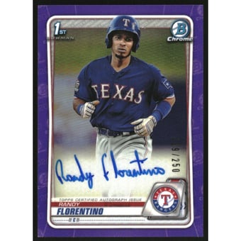 2020 Bowman Chrome Prospect Autographs Purple Refractors #CPARF Randy Florentino