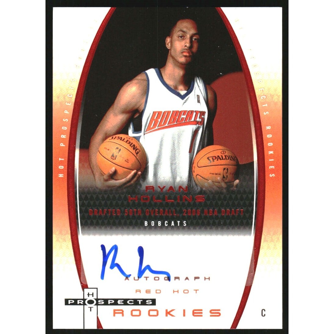 2006-07 Fleer Hot Prospects Red Hot #98 Ryan Hollins AU. rookie card picture