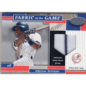 2002 Leaf Certified Fabric of the Game #34DY Alfonso Soriano/99