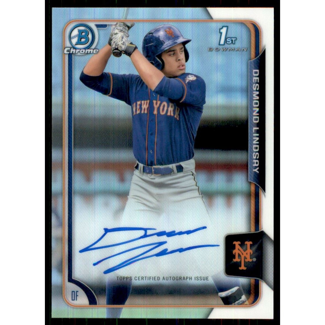 2015 Bowman Chrome Draft Draft Pick Autographs Refractors #BCADL Desmond Lindsay. rookie card picture