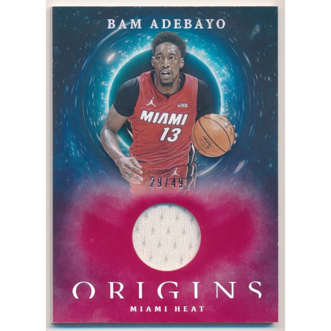 2020-21 Panini Origins Memorabilia Red #5 Bam Adebayo. rookie card picture