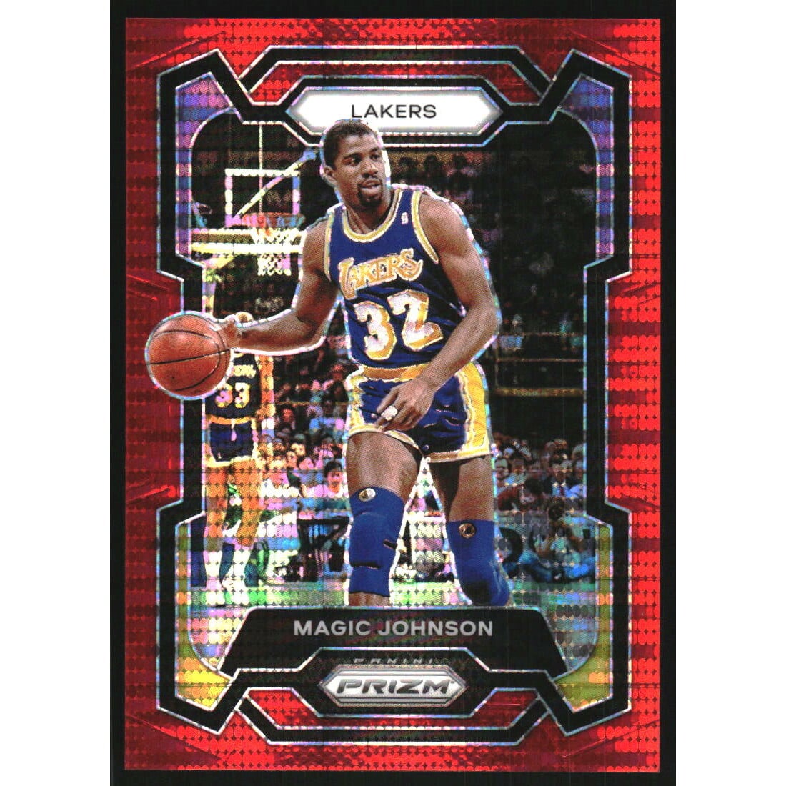 2023-24 Panini Prizm Prizms Red Seismic #185 Magic Johnson. rookie card picture