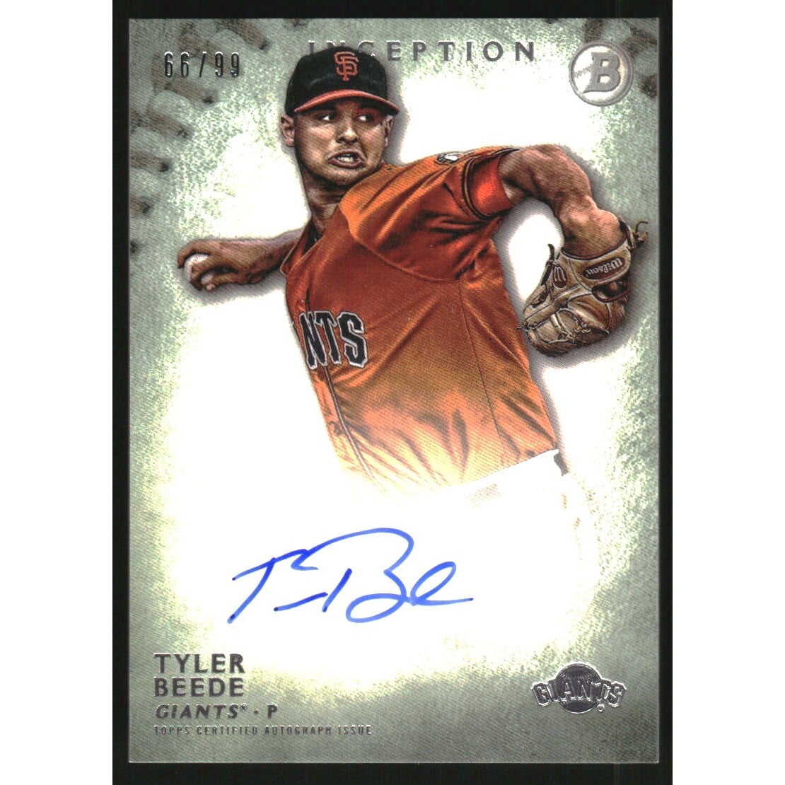 2015 Bowman Inception Prospect Autographs Green #PATB Tyler Beede. rookie card picture