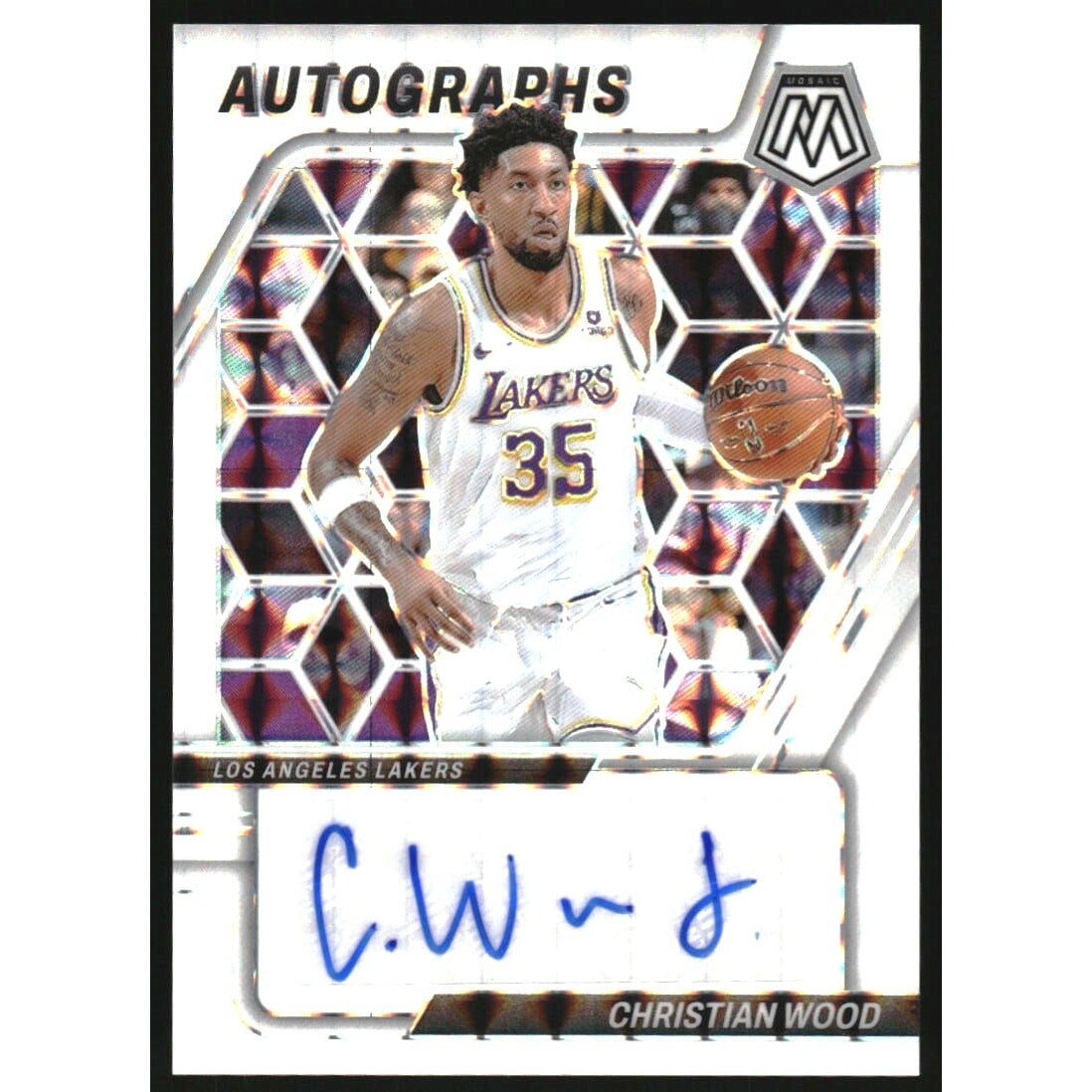 2023-24 Panini Mosaic Autographs Mosaic White #23 Christian Wood. rookie card picture