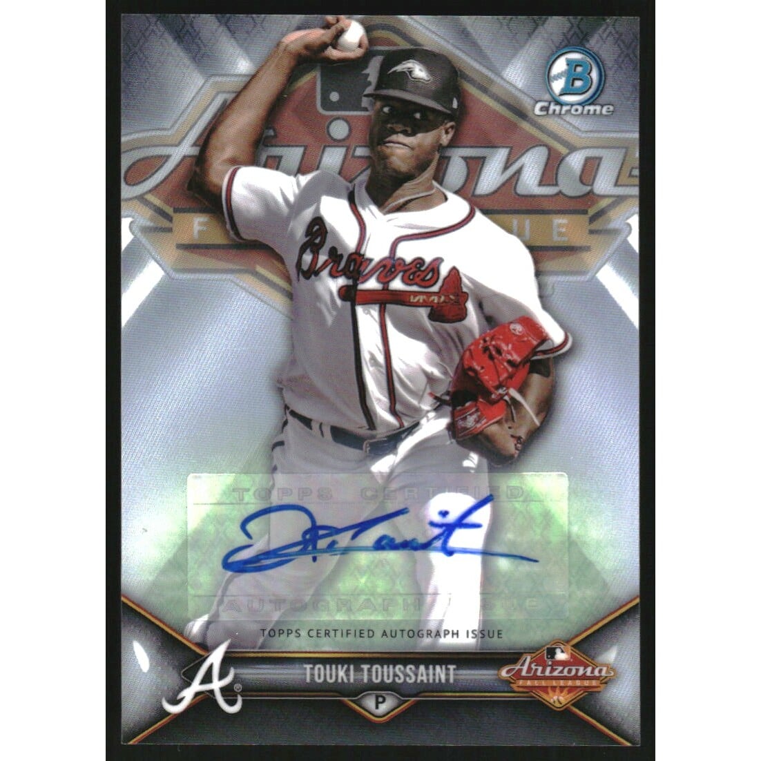 2018 Bowman Chrome '17 AFL Fall Stars Autographs #AFLTT Touki Toussaint/75. rookie card picture